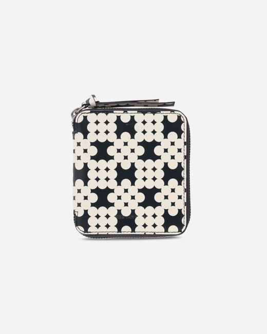 Dries Van Noten White Printed Leather Zip Wallet Ecru for men