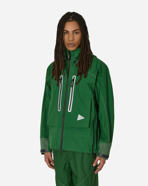 And Wander Green Pertex Shield Rain Jacket for men