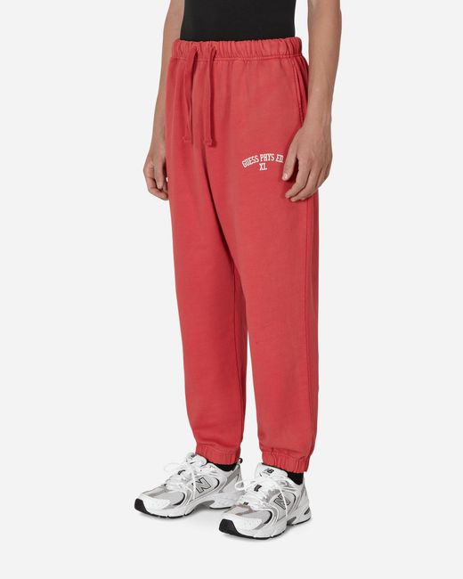 Guess Red Washed Terry Sweatpants for men