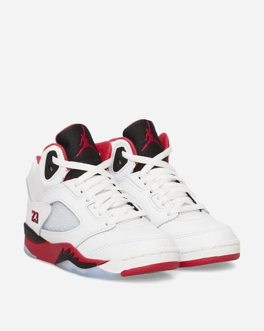 Nike White Air Jordan 5 (ps) Sneakers Fire Red Black Tongue for men
