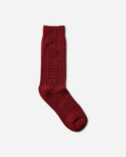 Aries Red Towelling Column Socks for men