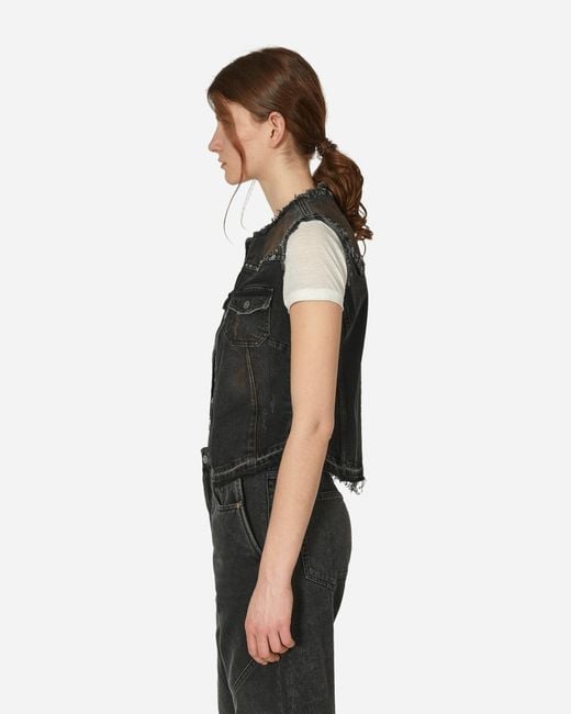 Guess Black Western Denim Vest Used Wash for men