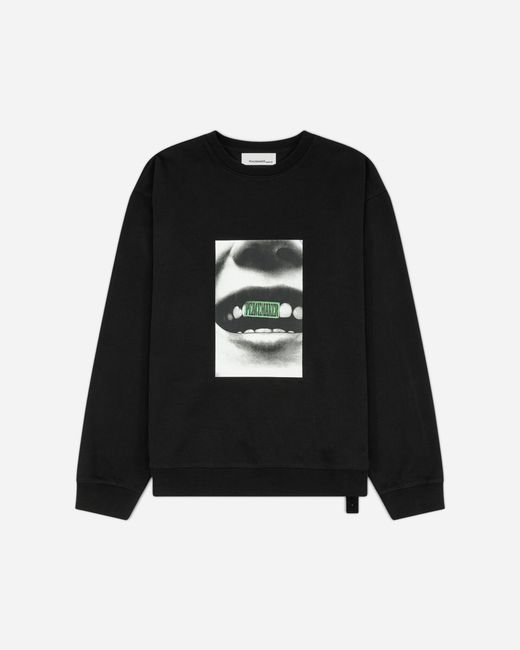 Oamc Peacemaker Black Smile Print Print Loose Fit Crewneck Sweatshirt for men