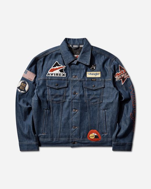 Wrangler Blue Avirex Patch Jacket Raw for men