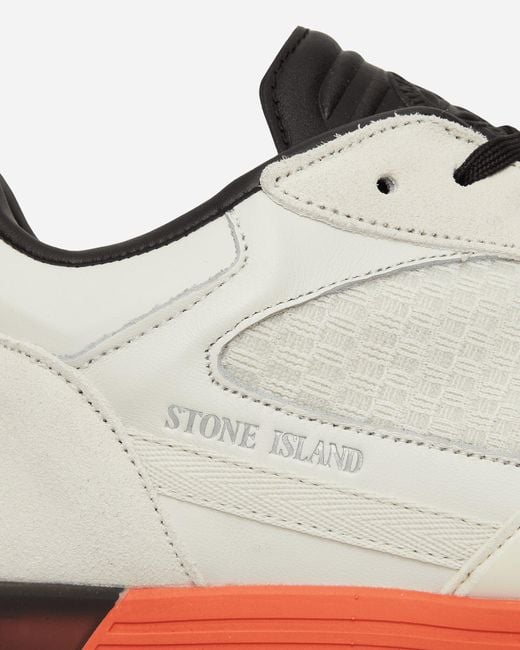 Stone Island White Football Sneakers Ivory for men