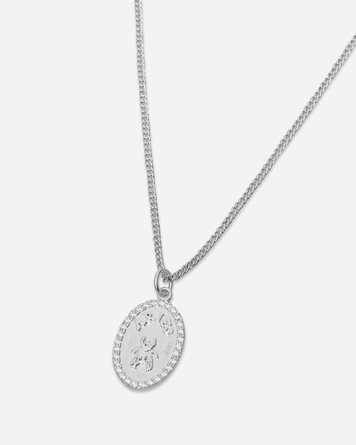 Aries White Fly Paved Pendants Chain Necklace Silver for men