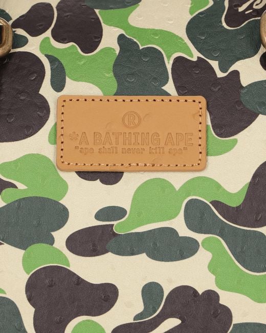 A Bathing Ape Green Abc Camo Pu Ostrich Boston Bag for men