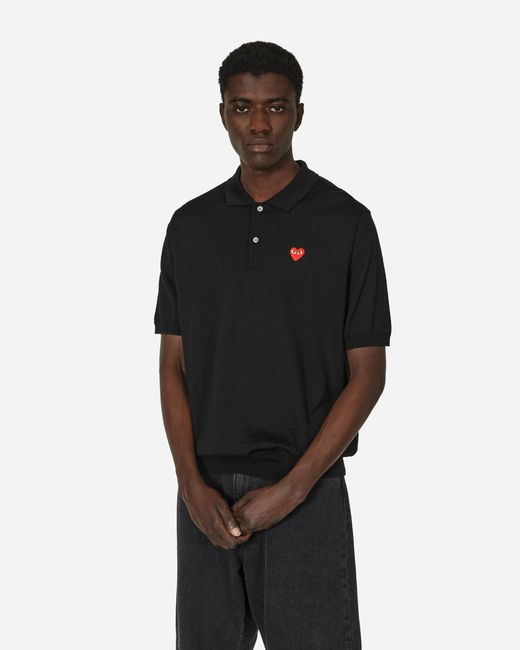 COMME DES GARÇONS PLAY Black Red Heart Polo Sweater for men