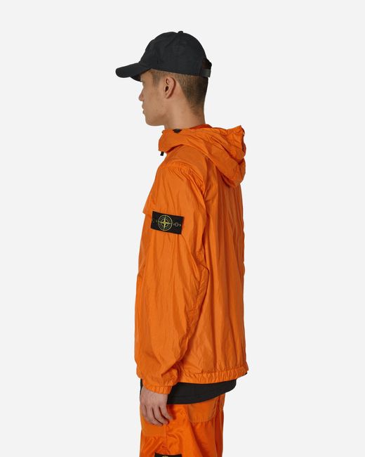 Stone Island Orange Garment Dyed Crinkle Reps R-ny Hooded Jacket for men