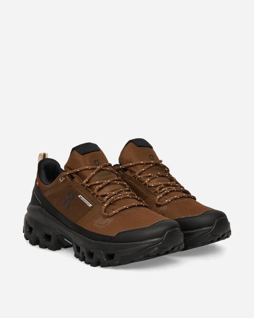 On Shoes Brown Cloudrock Low Wp Sneakers Earth for men