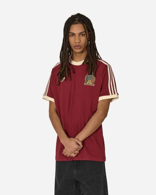 Adidas Red Mexico Adicolor 3-stripes T-shirt Noble Maroon for men