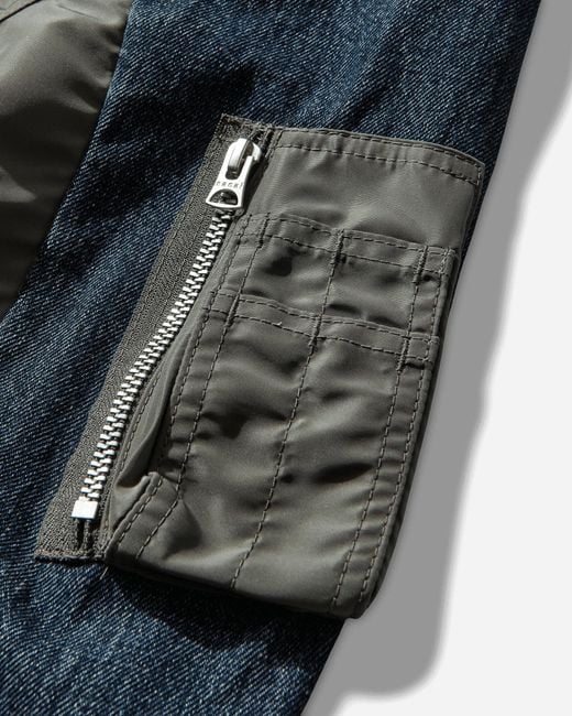 Sacai Blue S Denim X Nylon Twill Jacket for men