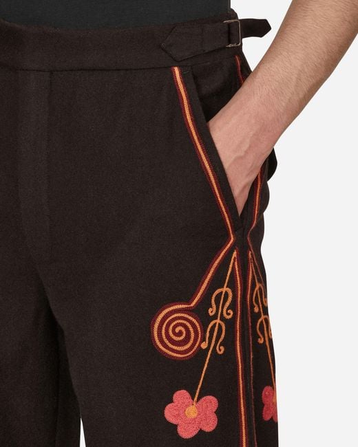 Bode Multicolor Rancher Embroidered Trousers Brown for men