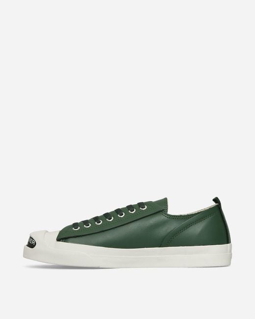Undercover Green S Toe Logo Leather Sneakers for men