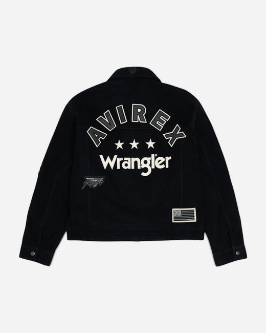 Wrangler Black Men S Avirex Suede Trucker Jacket for men