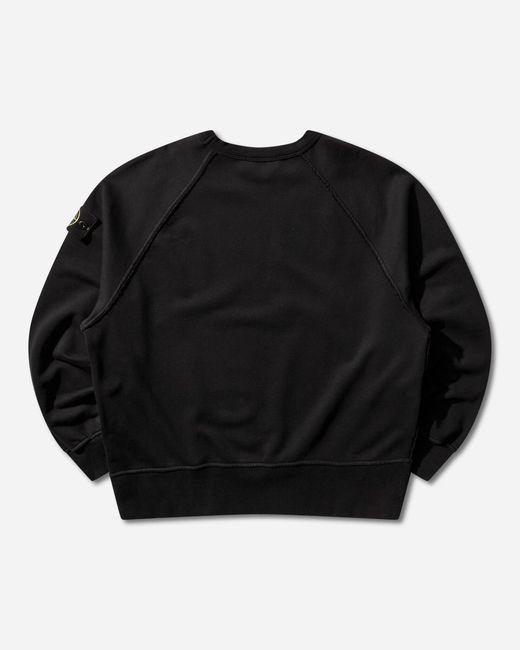Stone Island Black Men S Organic Cotton Fleece Oversized Crewneck Sweatshirt for men