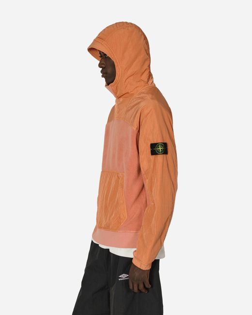 Stone Island Orange Cotton Pile Nylon-Tc Hooded Sweatshirt for men