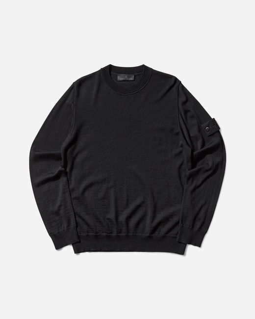Stone Island Black Men S Ghost Pure Light Wool Crewneck Sweater for men