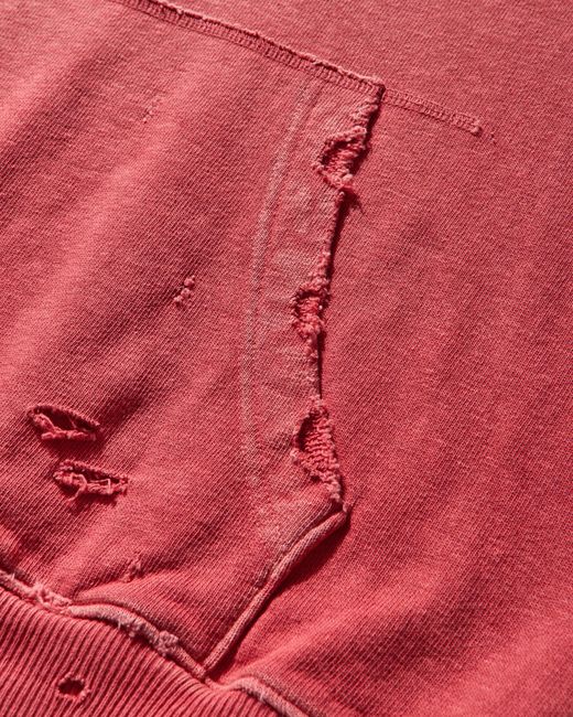 Kapital Red Men S Sweat Knit Thriller Damaged Hoodie (studs) for men