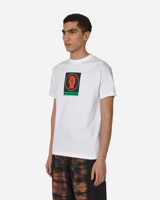 Pleasures White Badge T-Shirt for men