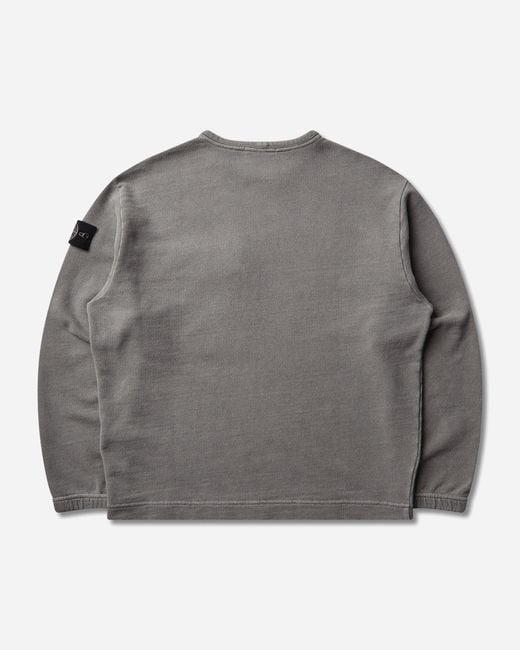 Stone Island Gray Mineral Dyed Organic Cotton Fleece Crewneck Sweatshirt for men