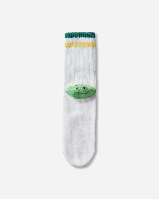 Kapital White 60 Yarns Ivy Rainbowy Happy Heel-hold Socks / Green for men