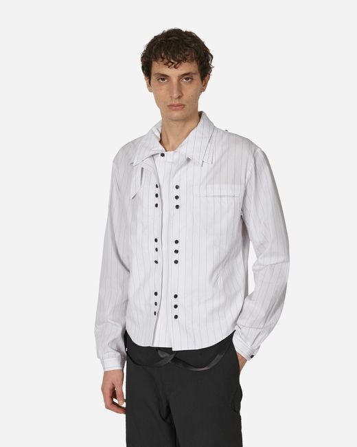 Kiko Kostadinov White Tonino Shirt Jacket Wide Beige Stripe for men