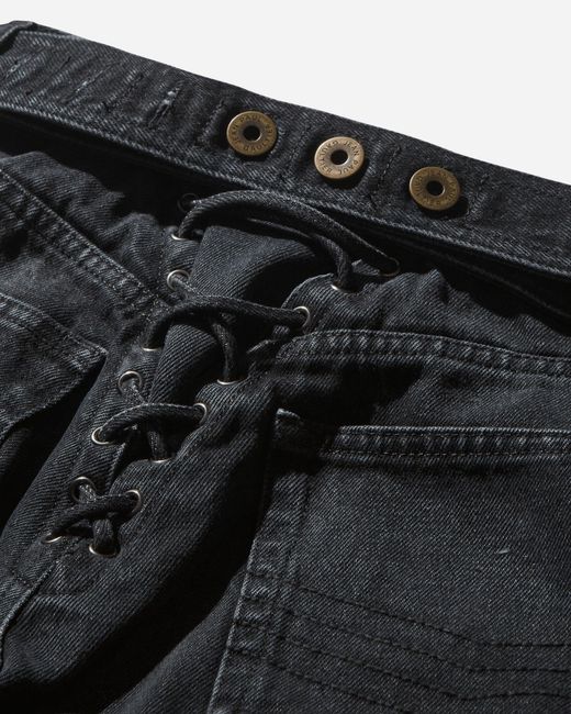 Jean Paul Gaultier Black S Lace-Up Denim Pants Vintage