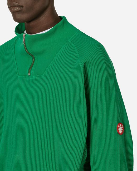 Cav Empt Green Overdye Wide Rib Cut Half Zip Sweatshirt for men