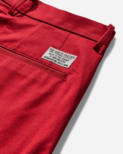 Wacko Maria Men S Double Pleated Chino Trousers in Red for