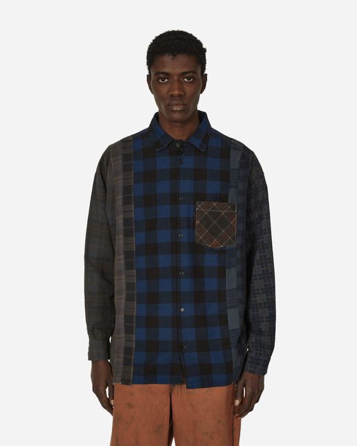 Needles 7 Cuts Flannel Wide Shirt Over Dye in Blue for Men Lyst