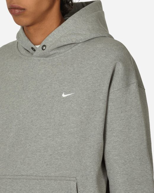 Nike Gray Solo Swoosh Thermo Fleece Hooded Sweatshirt Dark Grey Heather for men
