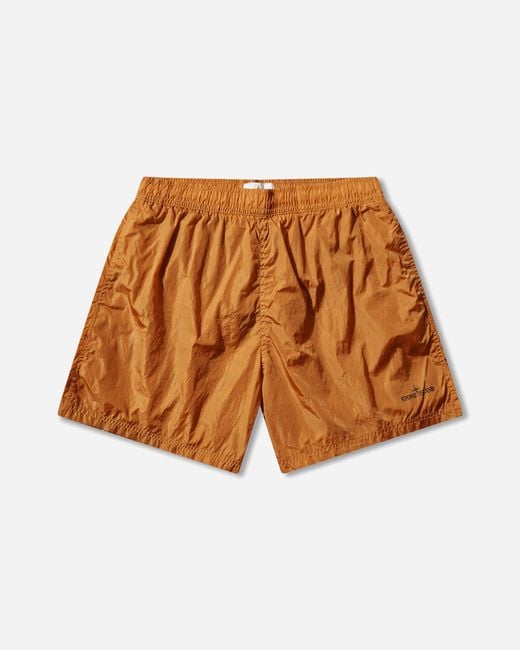 Stone Island Brown Men S Nylon Metal Swim Shorts Orange for men