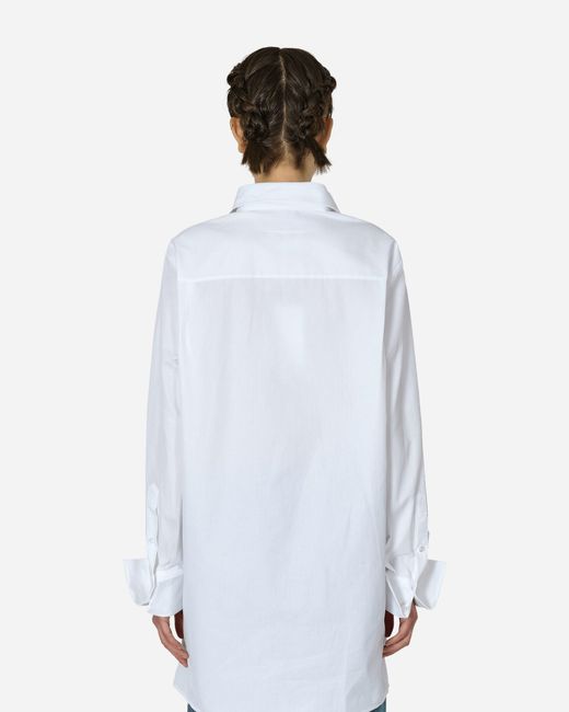 MM6 by Maison Margiela White Wide Sleeved Stripy Poplin Shirt Off for men