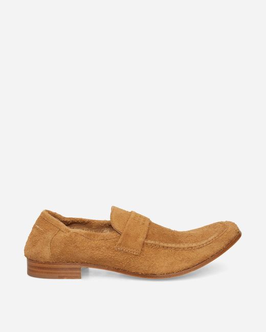 MM6 by Maison Margiela White Men S Swing-toe Leather Loafers Ermine for men