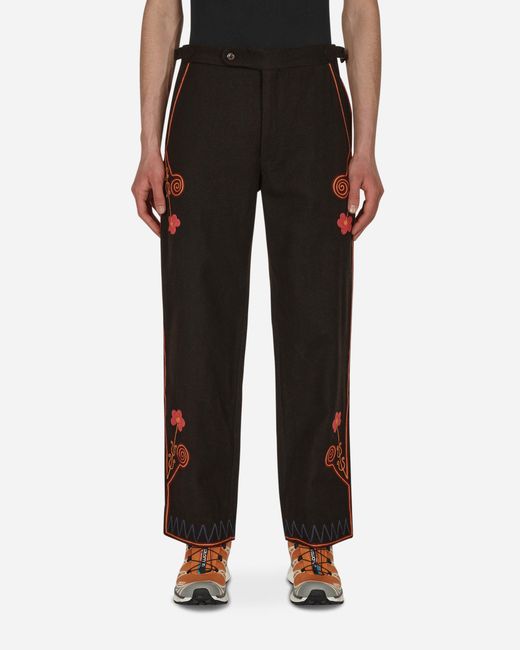 Bode Multicolor Rancher Embroidered Trousers Brown for men