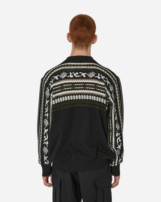 Sacai Black Floral Jacquard Knit Sweater / Off White for men