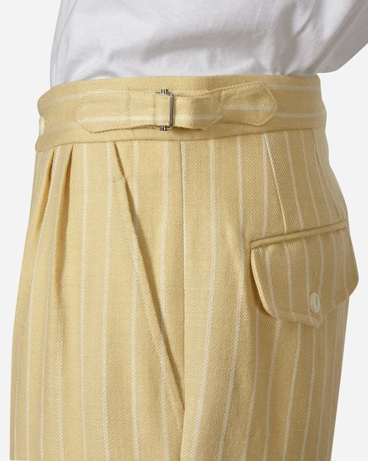 Bode Yellow Dennis Stripe Trousers Cream for men