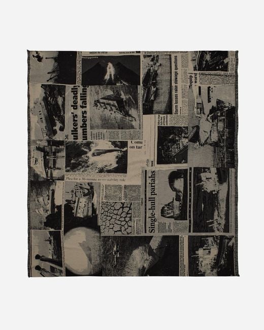 Serapis Black Newspapers Cuts Jacquard Throw for men