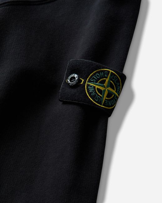 Stone Island Black Organic Cotton Fleece Hoodie for men