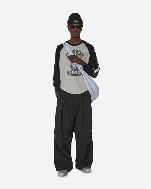 Aries Gray Aged Raglan Baseball Longsleeve T-shirt Grey / Black for men