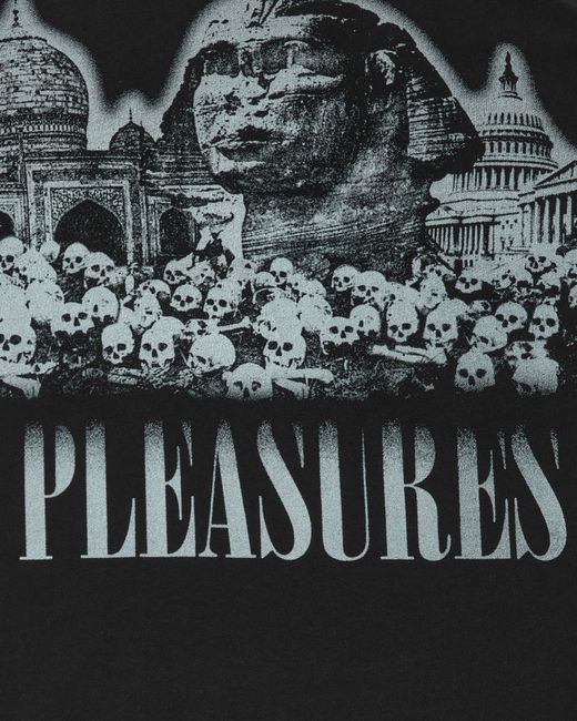 Pleasures Black Monuments Heavyweight T-Shirt Faded for men