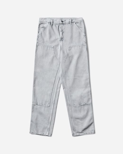 Carhartt Gray Men S Double Knee Pants (chalk Wash) for men