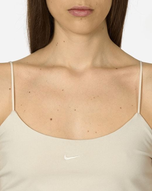 Nike White Chill Knit Tight Cami Tank Top Light Orewood