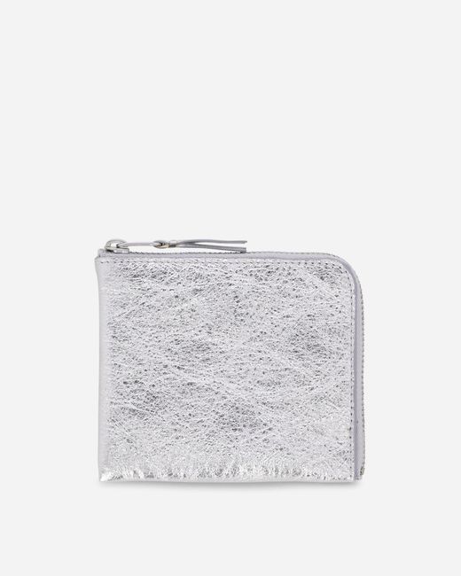 Comme des Garçons White Silver Line Zip Around Wallet Silver for men