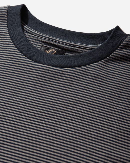 Needles Gray Men S Stripe Crewneck T-shirt Navy / Mocha for men