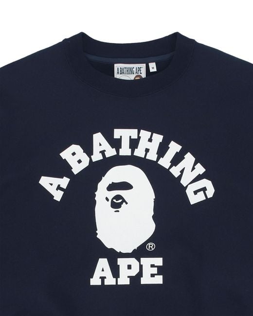 A Bathing Ape Cotton Relaxed Classic College Crewneck Sweatshirt in Gray for Men - Lyst