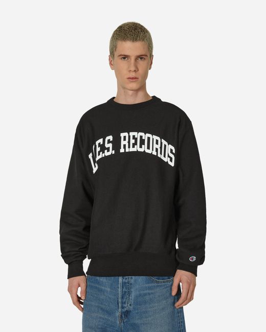 L.I.E.S. Records Black Varsity Crewneck Sweatshirt for men
