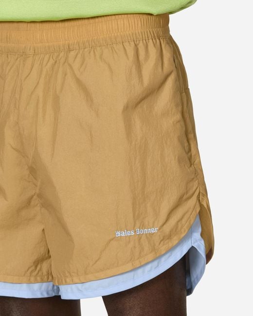 Adidas Yellow Wales Bonner Nylon Layered Shorts for men