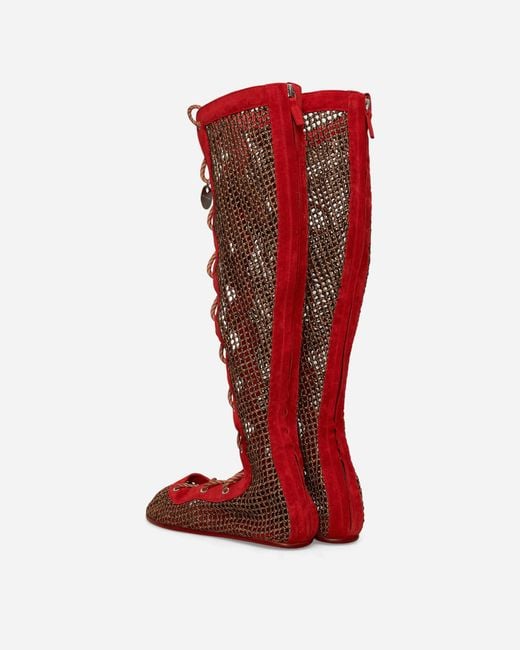 Kiko Kostadinov Red S Reticella Knee High Boots